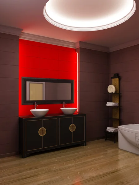 Aziatische stijl badkamer interieur — Stockfoto