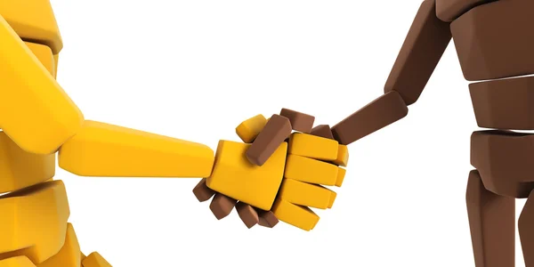 Twee symbolische hand maken een overeenkomst — Stockfoto