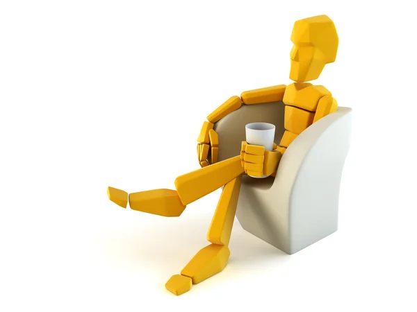 Homem simbólico relaxar em cadeira fácil — Fotografia de Stock