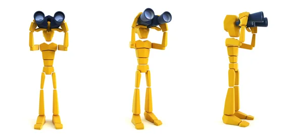 Man looking through the binoculars — Stock Photo, Image