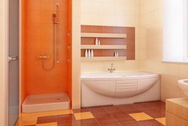 Orange bahtroom interior clipart