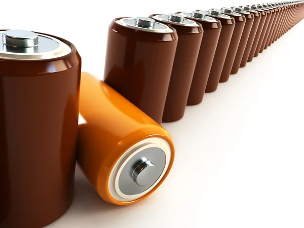 Rekke med batterier – stockfoto