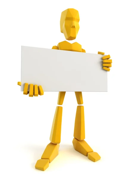 3D-Mann mit dem leeren Plakat — Stockfoto