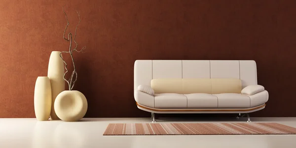 Wohnzimmer mit Sofa und Vasen — Stockfoto