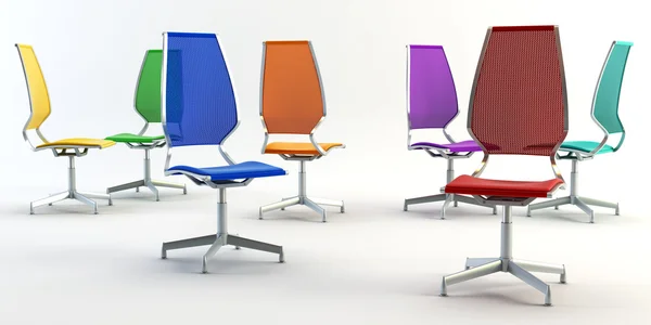 Colour office chairs 3d — Stock Photo, Image