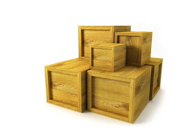 Verschillende houten kratten — Stockfoto
