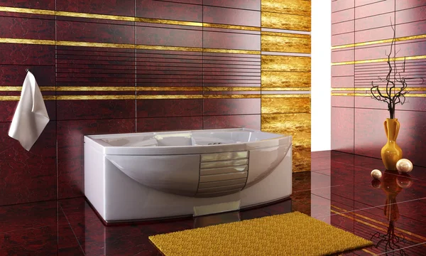 Gespreide betegelde ontwerp van de badkamer — Stockfoto