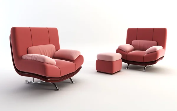 Couple red armchairs — Stock Photo, Image