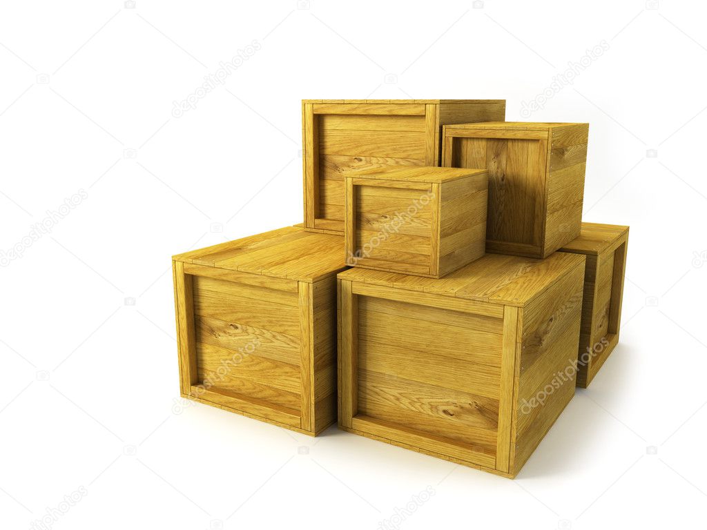 Several wooden crates