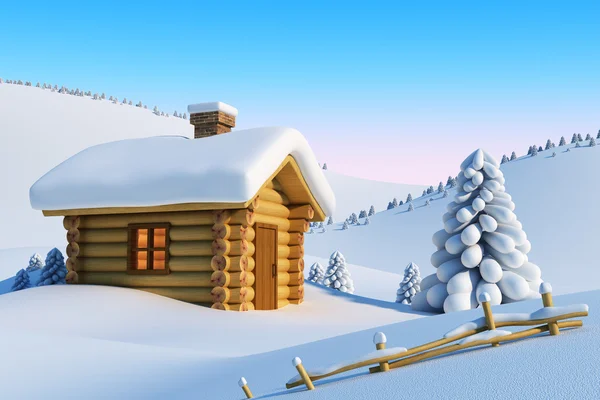 Будинок у сніговій горі — стокове фото