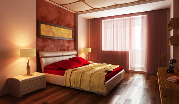 Modern style bedroom interior 3d Royalty Free Stock Images
