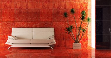 Couch into the red interior clipart