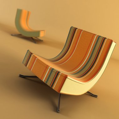 Modern armchair 3D rendering clipart