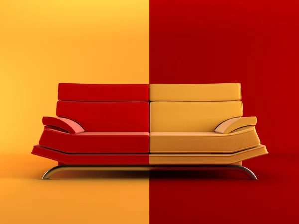 Moderni kaksivärinen sohva — kuvapankkivalokuva