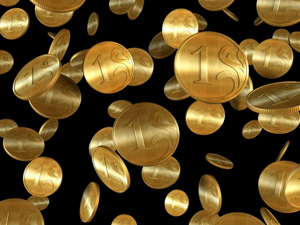 Izolované zlaté mince — Stock fotografie