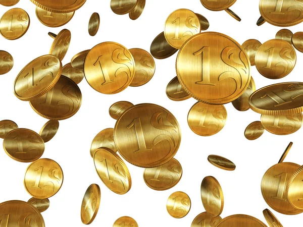 Изолированные золотые монеты — стоковое фото