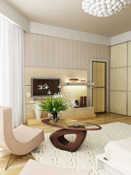 Moderna representación interior dormitorio — Foto de Stock