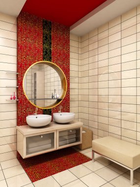 3d bathroom rendering clipart