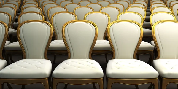 Koncertre hallban fehér ülés — Stock Fotó
