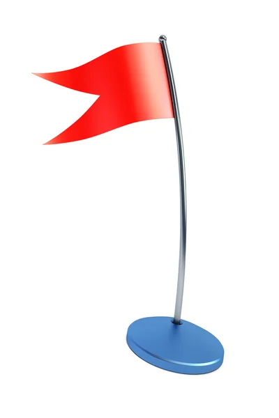 Bandiera rossa isolata sul pennone — Foto Stock