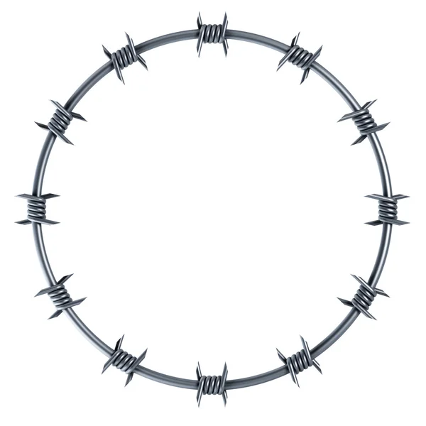 Barbed wire circle-shaped — Stockfoto