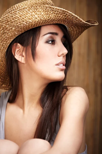 Mooie sexy cowgirl — Stockfoto