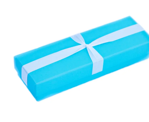 Piccola scatola regalo blu — Foto Stock