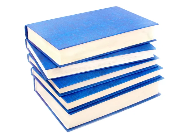 Pile of dark blue books on a white — Stock Photo, Image