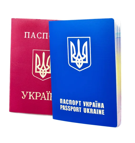 Dois passaportes isolados em branco — Fotografia de Stock