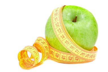 Yeşil elma ve şerit metre