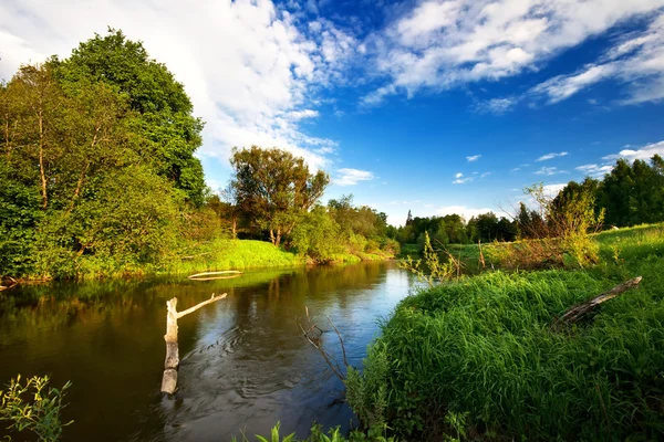 Small river under blue sky. — Stock Photo, Image