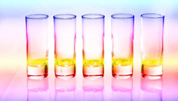 A row of glasses for vodka — Stock Photo, Image