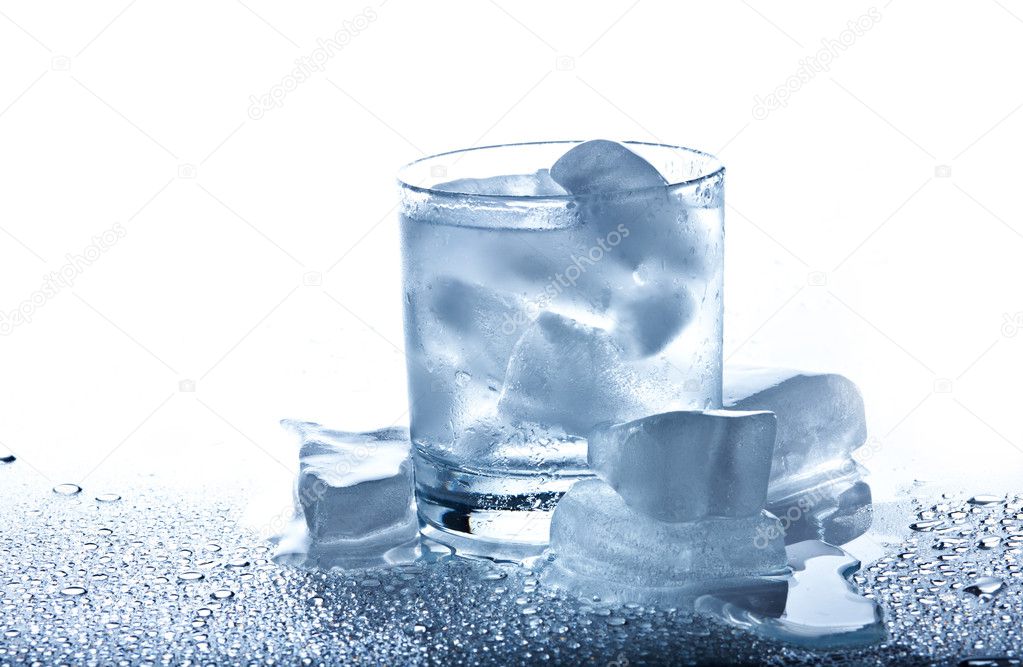 Water and ice in glass