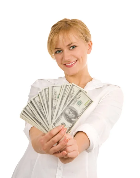 Beautiful woman with money 3 — Stock Photo, Image