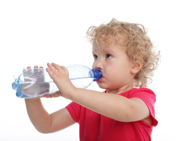 Gyermek egy vizes palackot — Stock Fotó