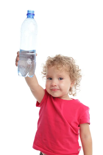 Criança com uma garrafa de água — Fotografia de Stock