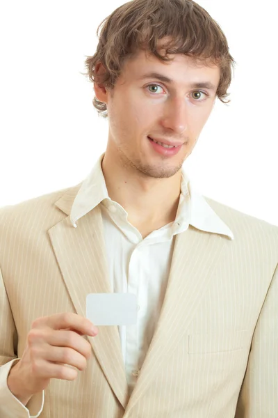 남자가 들고 빈 카드 — 스톡 사진