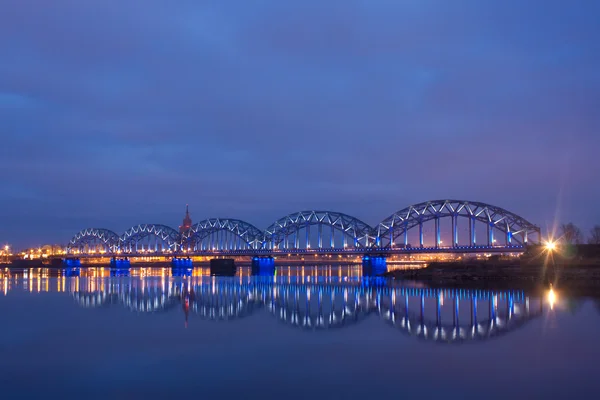 Night river with bridge — Stock Photo, Image