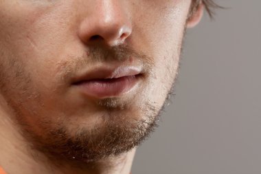 Unshaved man part of face clipart