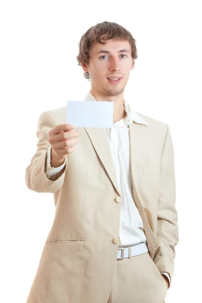 남자가 들고 빈 카드 — 스톡 사진