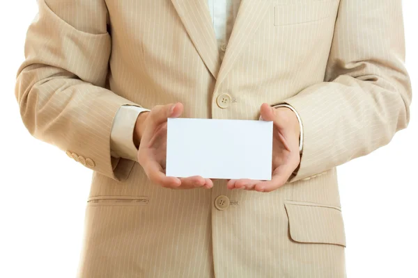 Hombre sosteniendo tarjeta en blanco —  Fotos de Stock