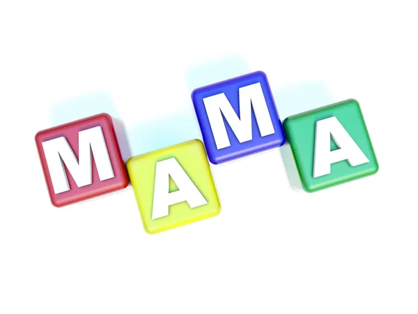 Mama tekst na bloki dziecko — Zdjęcie stockowe