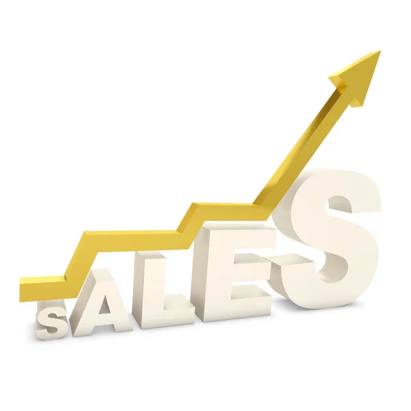 Gráfico de barras de oro que muestra el crecimiento de las ventas —  Fotos de Stock