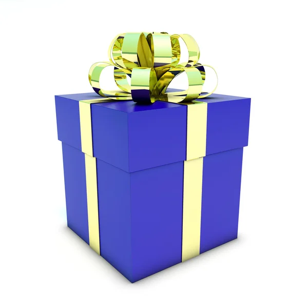 Closed blue Gift on white background — Stock Photo, Image