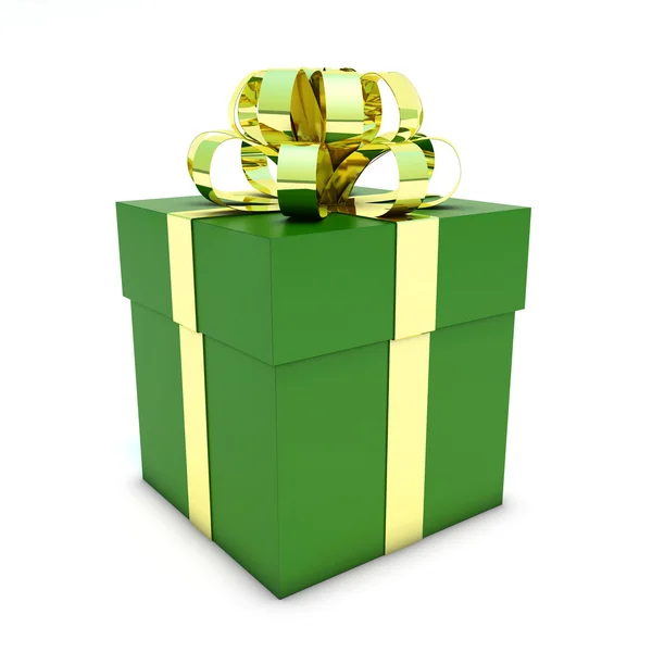 Closed green Gift on white background — Stock Photo, Image