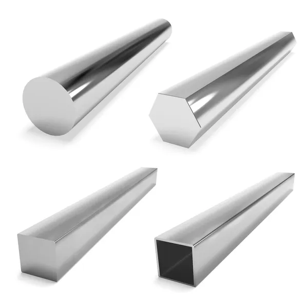 Four stainless steel blocks on the white — Stock Photo, Image