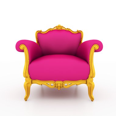 Large image Resolution of Classic glossy pink armchair with gold clipart