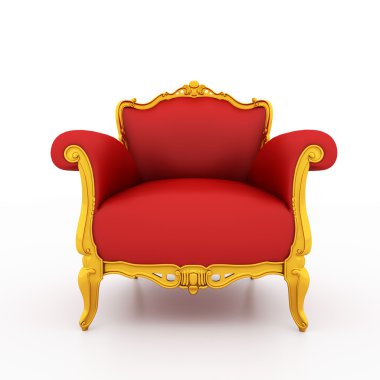 Large image Resolution of Classic glossy red armchair with gold clipart