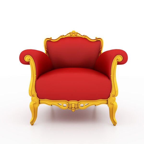 Large image Resolution of Classic glossy red armchair with gold