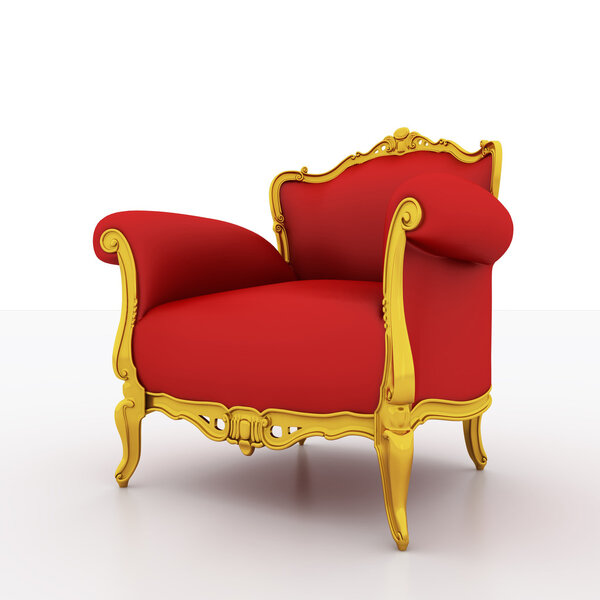 Large image Resolution of Classic glossy red armchair with golde